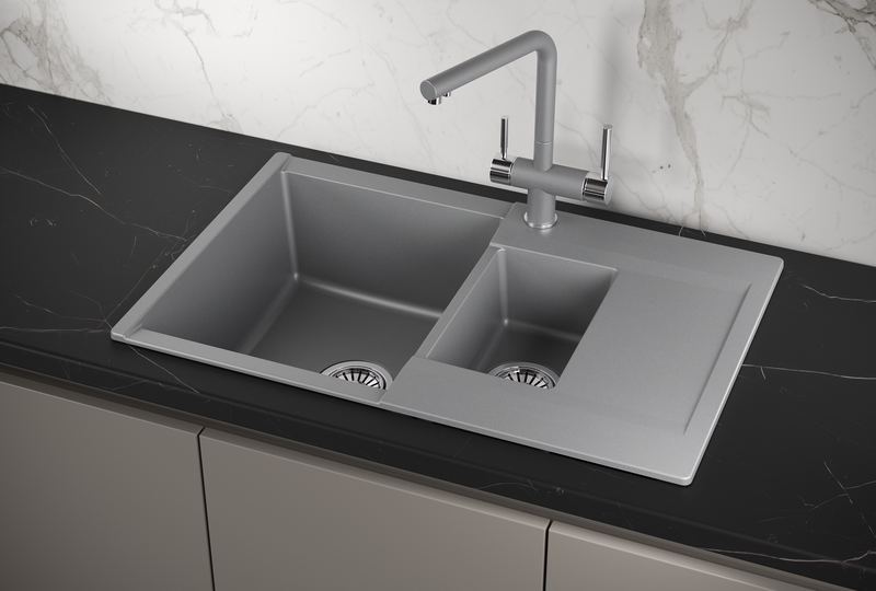 ES-7808, АЛЮМИНИУМ, кухонная мойка, кварц, ESTETICA