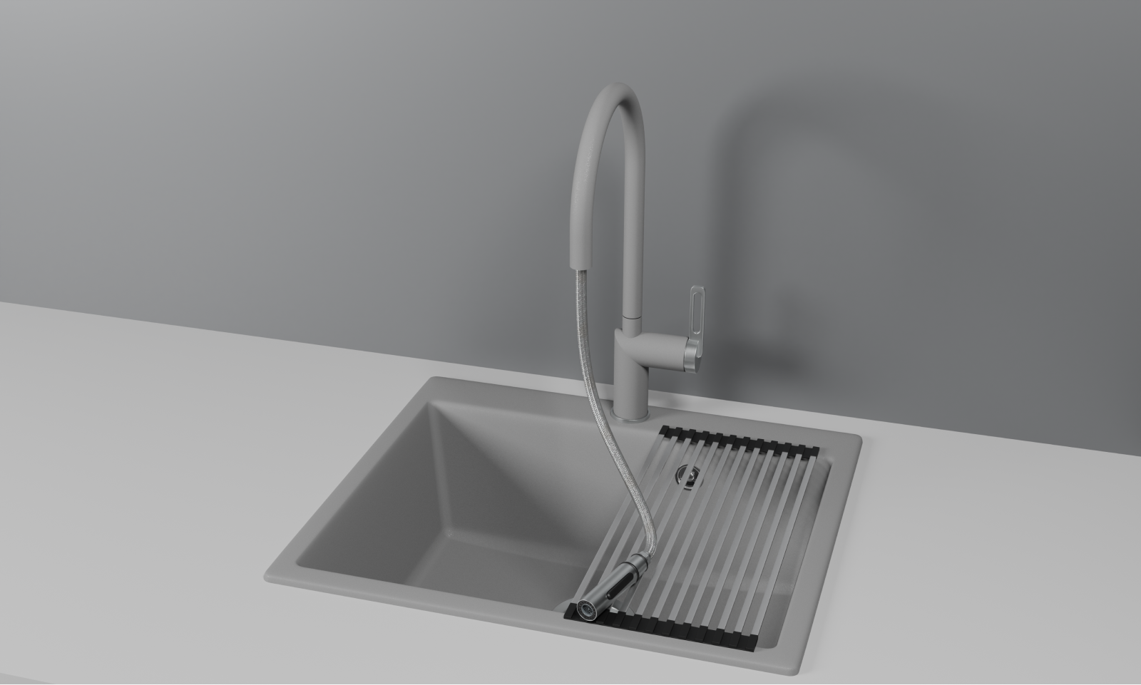 GR-8172, АЛЮМИНИУМ, СМЕСИТЕЛЬ КУХОННЫЙ С ВЫДВИЖНЫМ ИЗЛИВОМ