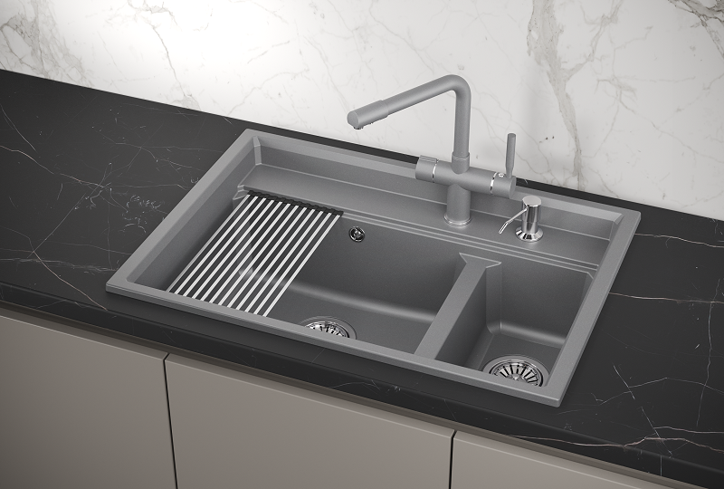 KS-7302, АЛЮМИНИУМ, кухонная мойка, кварц