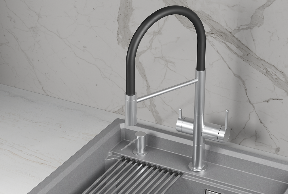 KS-8277, НЕРЖ, СМЕСИТЕЛЬ КУХОННЫЙ KITCHEN SPACE