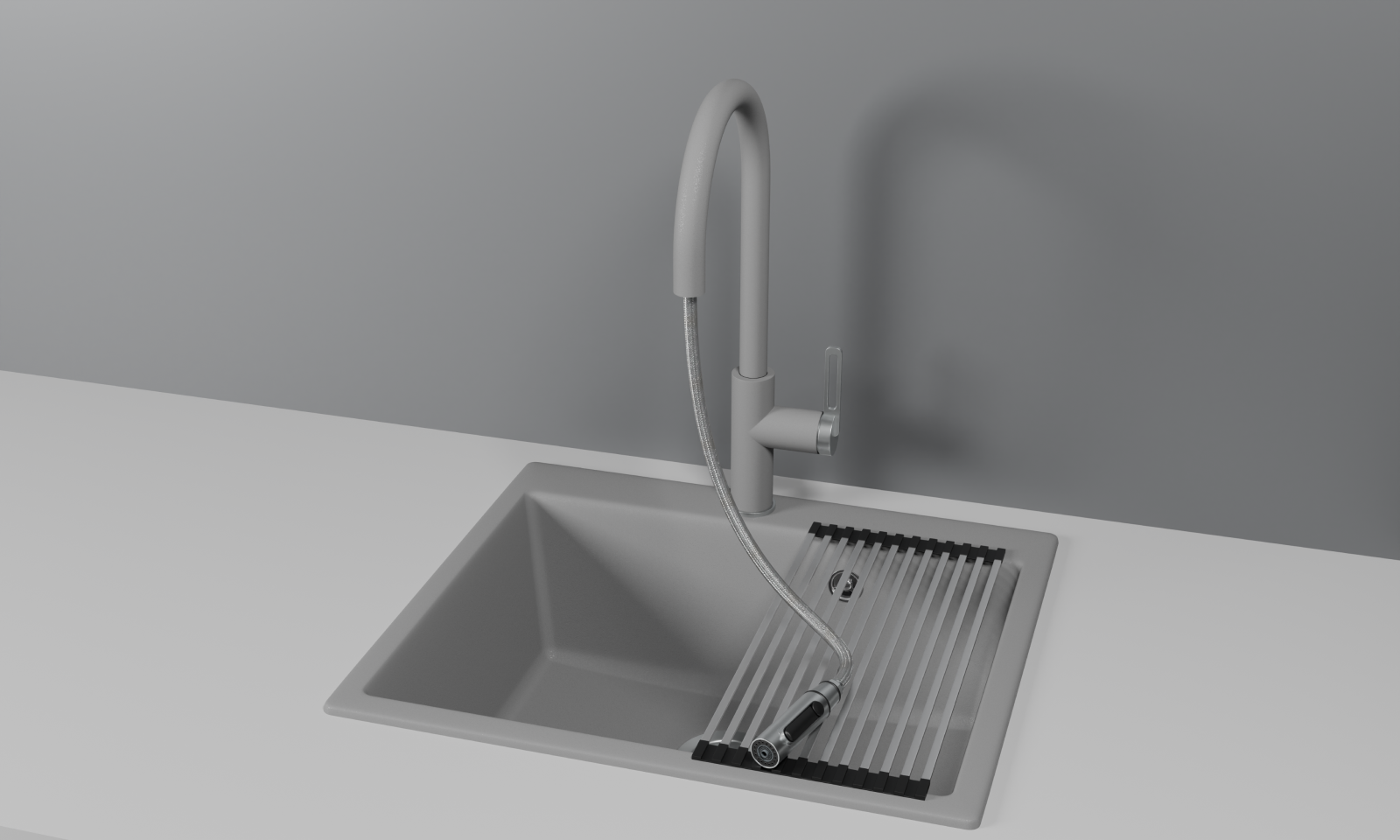 GR-8168, АЛЮМИНИУМ, СМЕСИТЕЛЬ КУХОННЫЙ С ВЫДВИЖНЫМ ИЗЛИВОМ